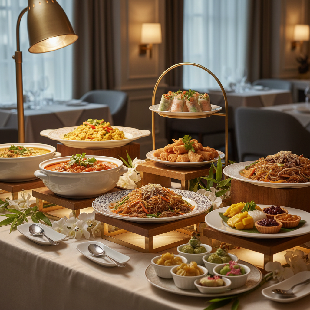 Elegant Asian private party buffet spread