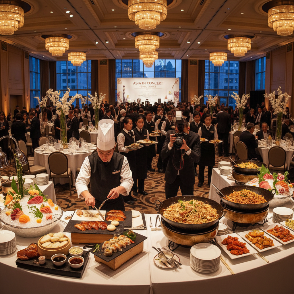 Full-service off-site Asian catering at large event venue