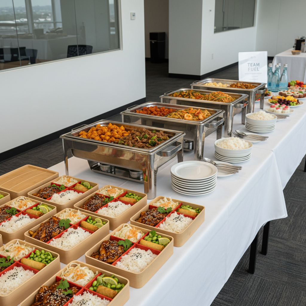 Elegant Asian corporate lunch catering spread